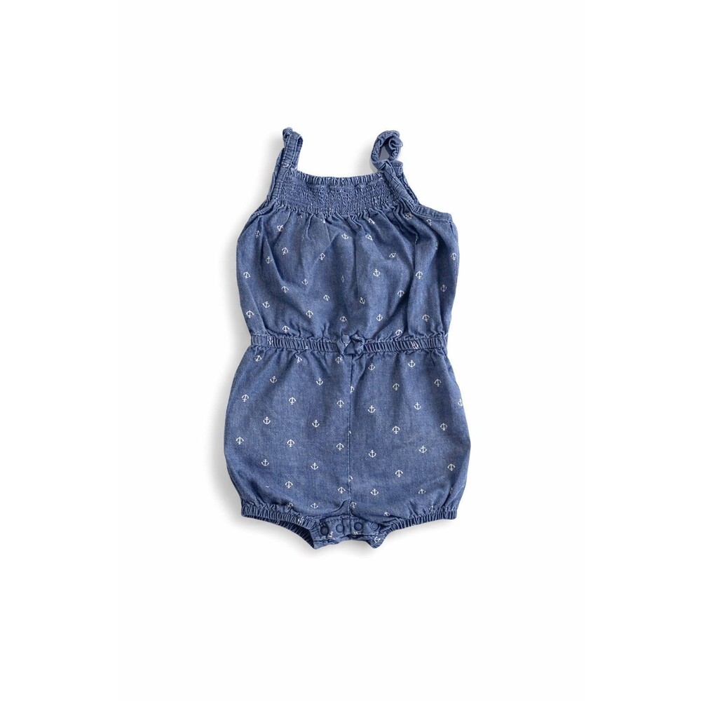 Carter’s 12M Chambray Anchor Romper Baby Girl Nautical Summer Outfit